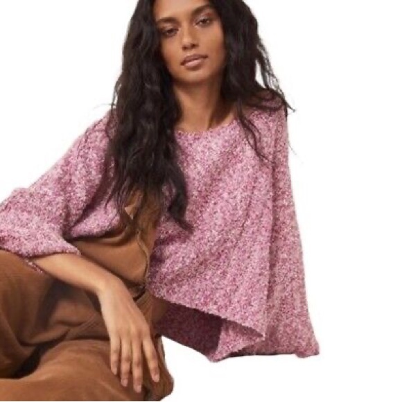 Free People Sweaters - MOVING SALE 🚨Free People Good Day Cropped Pullover Sweater Slouchy Pink  SMALL